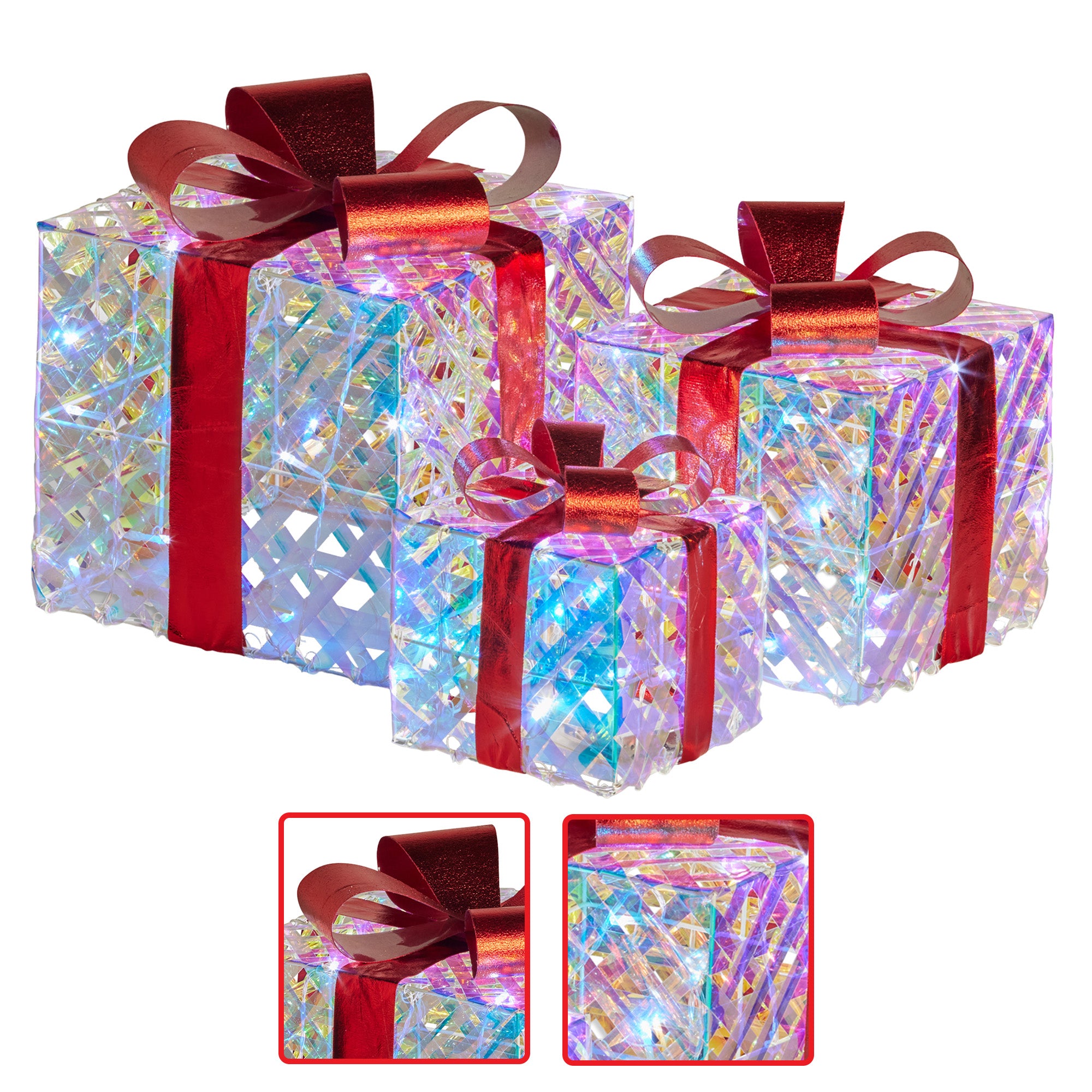 Set of 3 Illuminated Christmas Gift Boxes