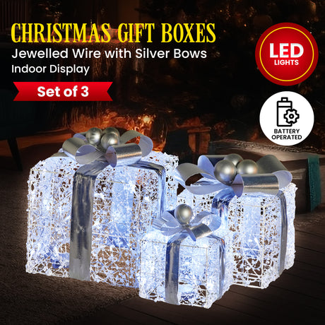 Illuminated Christmas Gift Box Set of 3