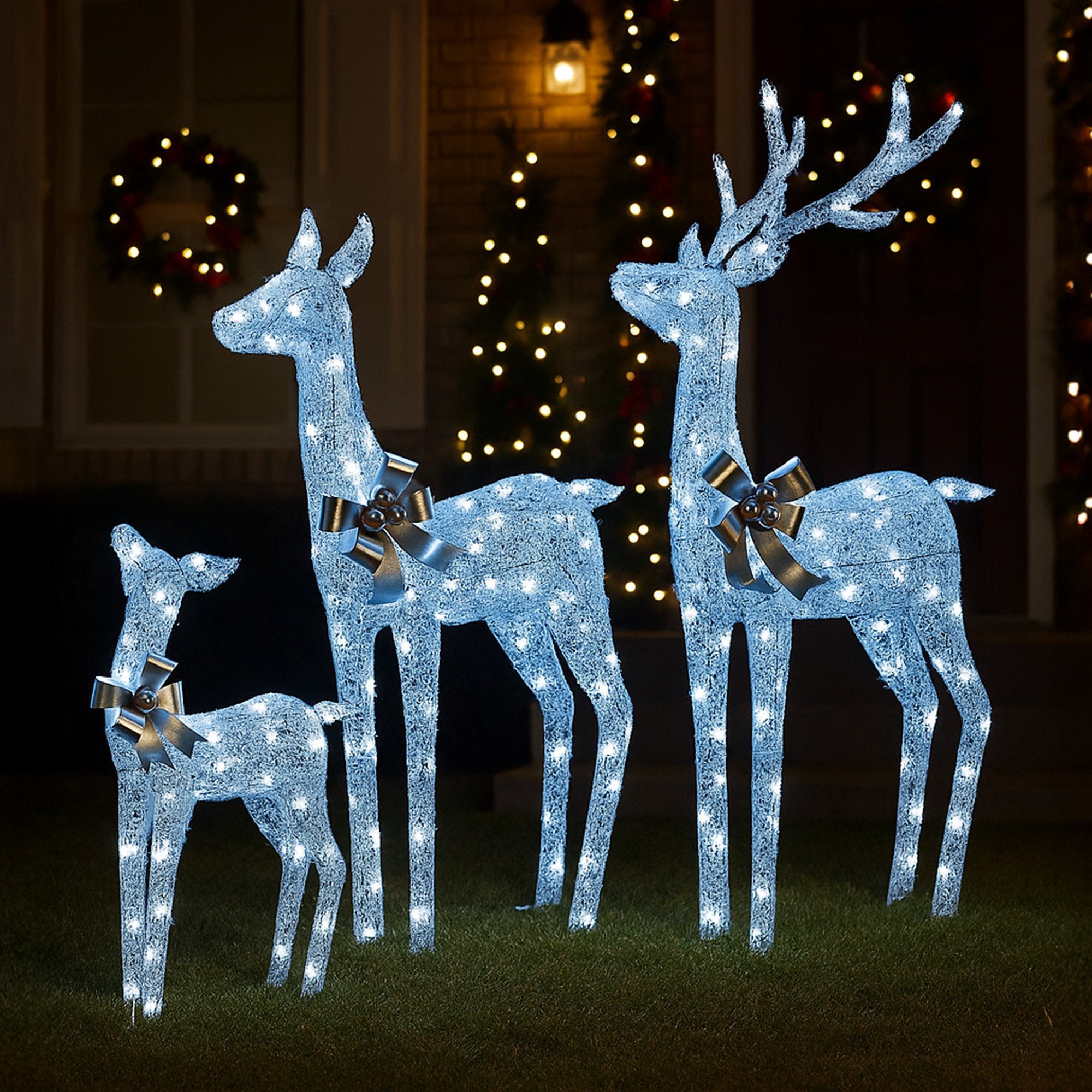 Elegant Christmas Reindeer Display Set of Three