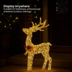 Illuminated Gold Bow Christmas Reindeer Display