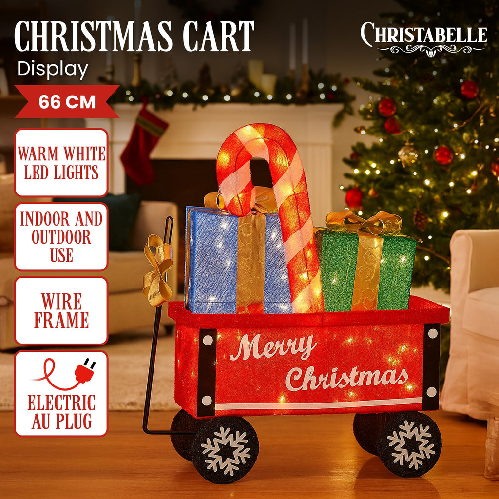 Festive Christabelle Christmas Cart Display with Lights