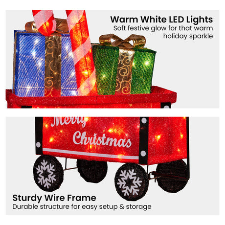 Festive Christabelle Christmas Cart Display with Lights