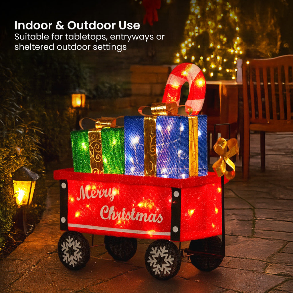 Festive Christabelle Christmas Cart Display with Lights