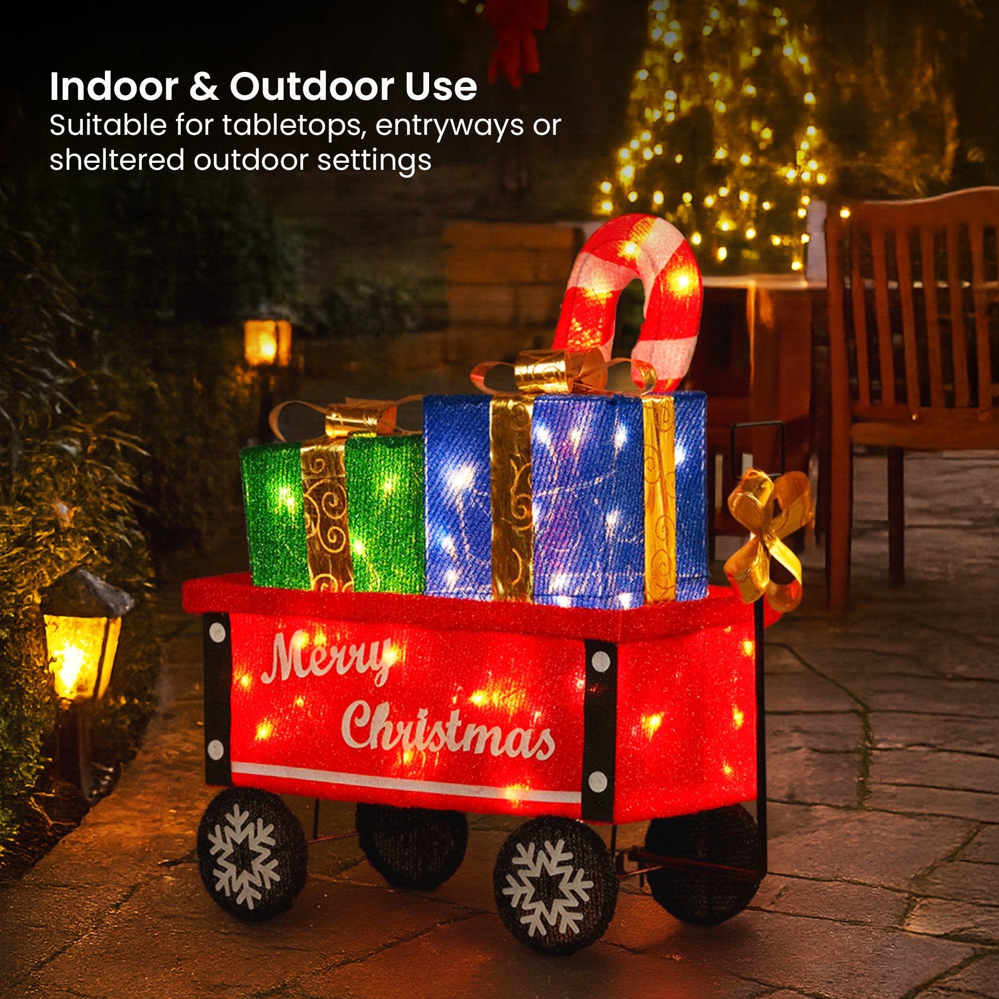 Festive Christabelle Christmas Cart Display with Lights