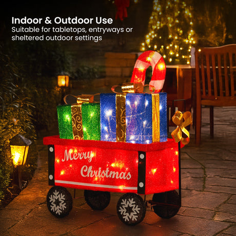 Festive Christabelle Christmas Cart Display with Lights