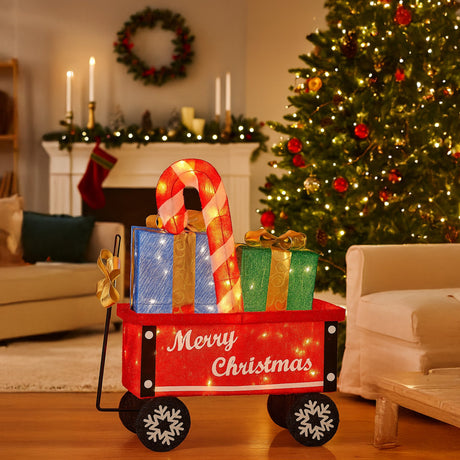 Festive Christabelle Christmas Cart Display with Lights