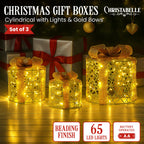 Elegant Gold LED Christmas Gift Box Set