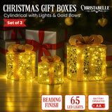 Elegant Gold LED Christmas Gift Box Set