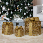 Elegant Gold LED Christmas Gift Box Set
