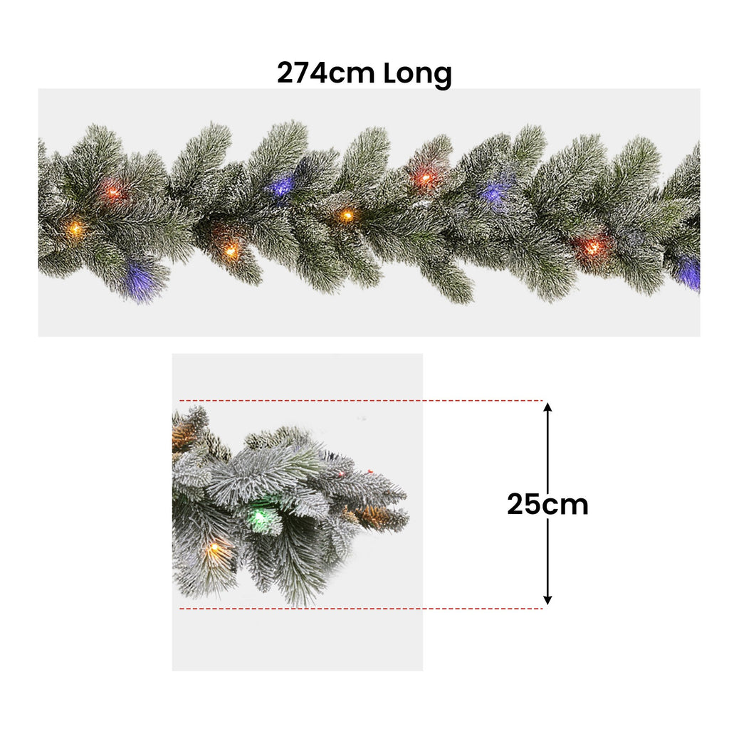 Snowy LED Christmas Garland with Timer
