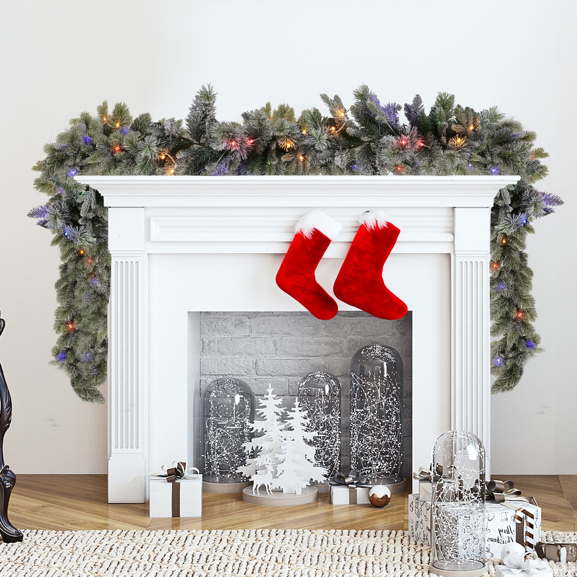 Snowy LED Christmas Garland with Timer
