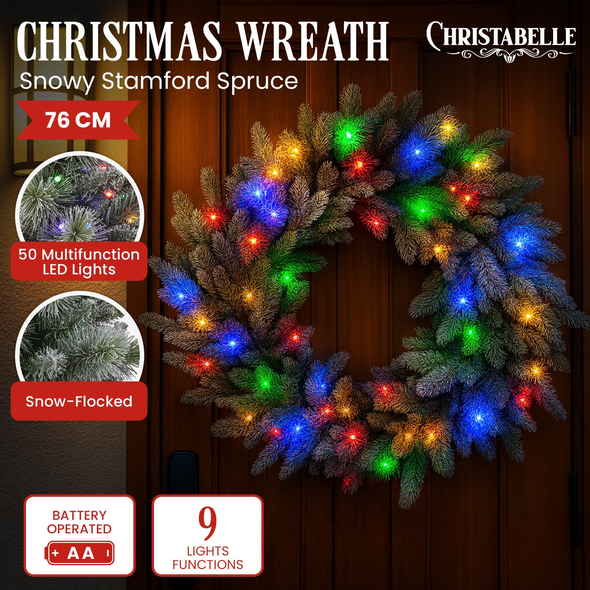 Christabelle 76cm Snowy Spruce LED Wreath