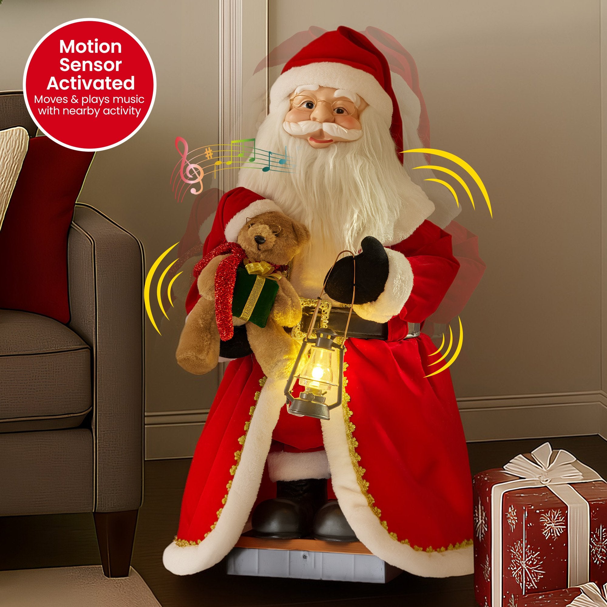 Animated Musical Santa Claus Lantern Decoration