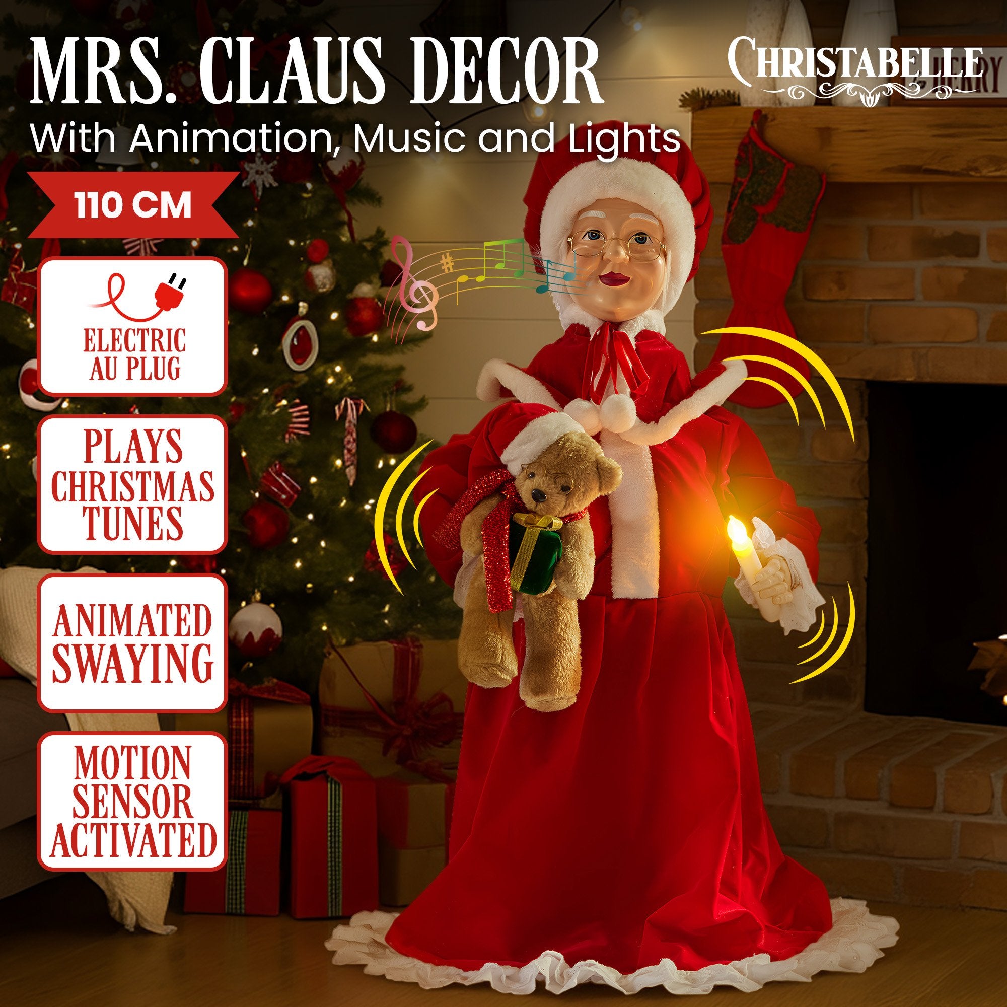 Animated Mrs. Claus Musical Candle Ornament