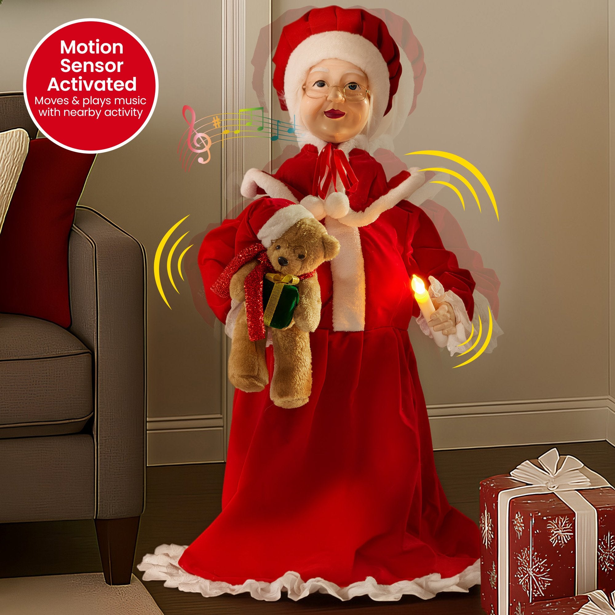Animated Mrs. Claus Musical Candle Ornament