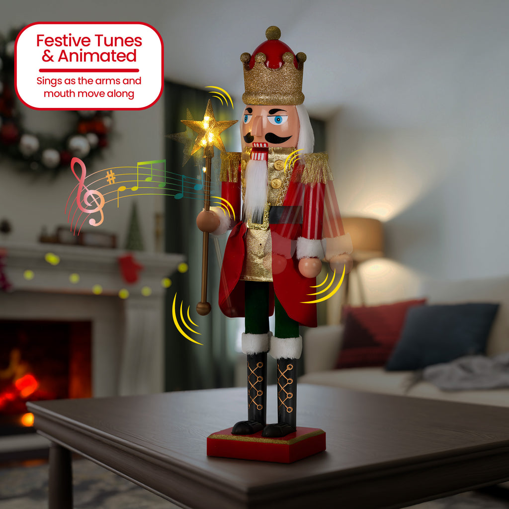 Musical LED Animated Nutcracker Decoration 60cm