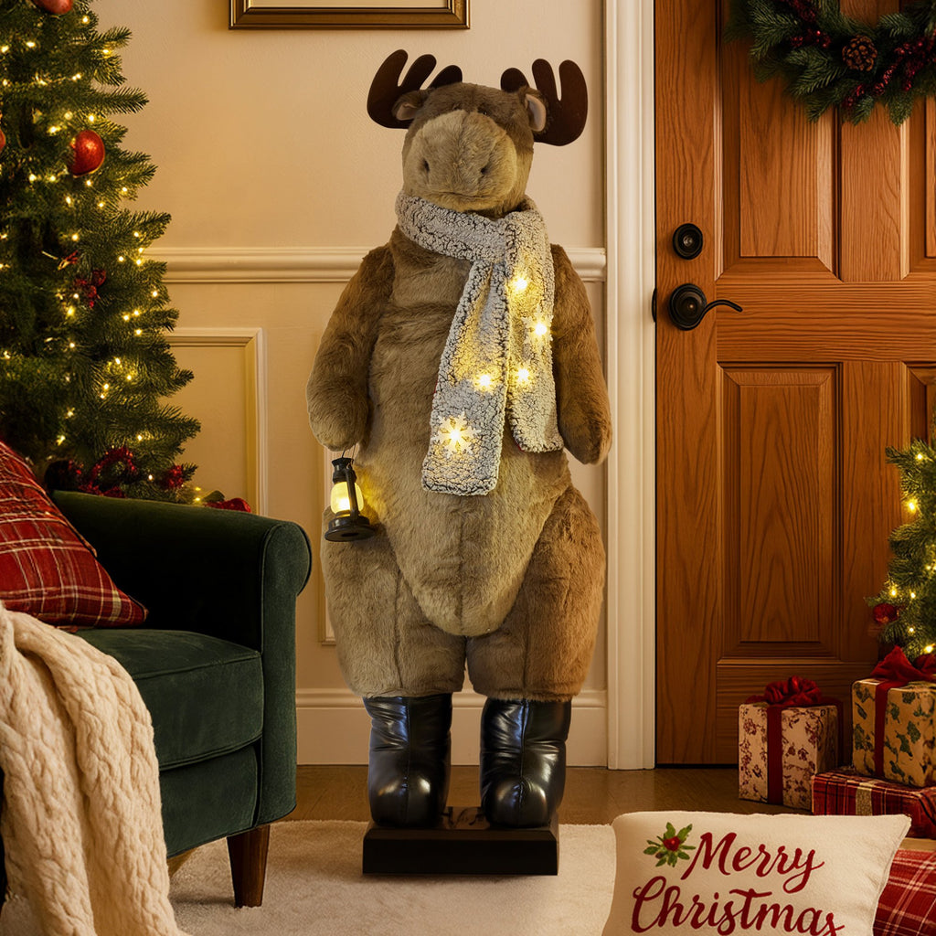 Animated Musical LED Christmas Moose Lantern