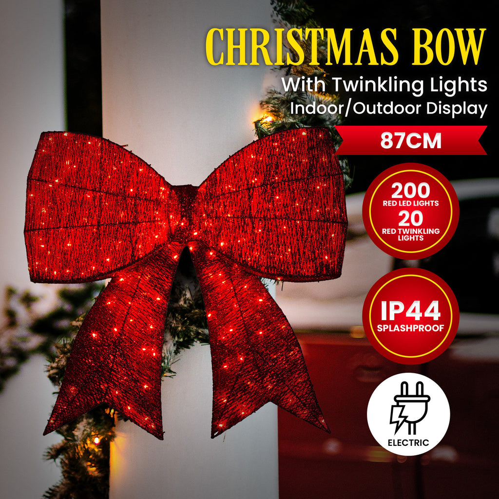 Illuminated 91cm Christmas Display Bow with Functions