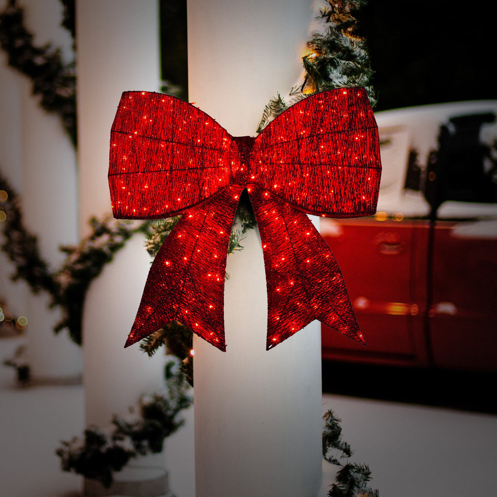 Illuminated 91cm Christmas Display Bow with Functions