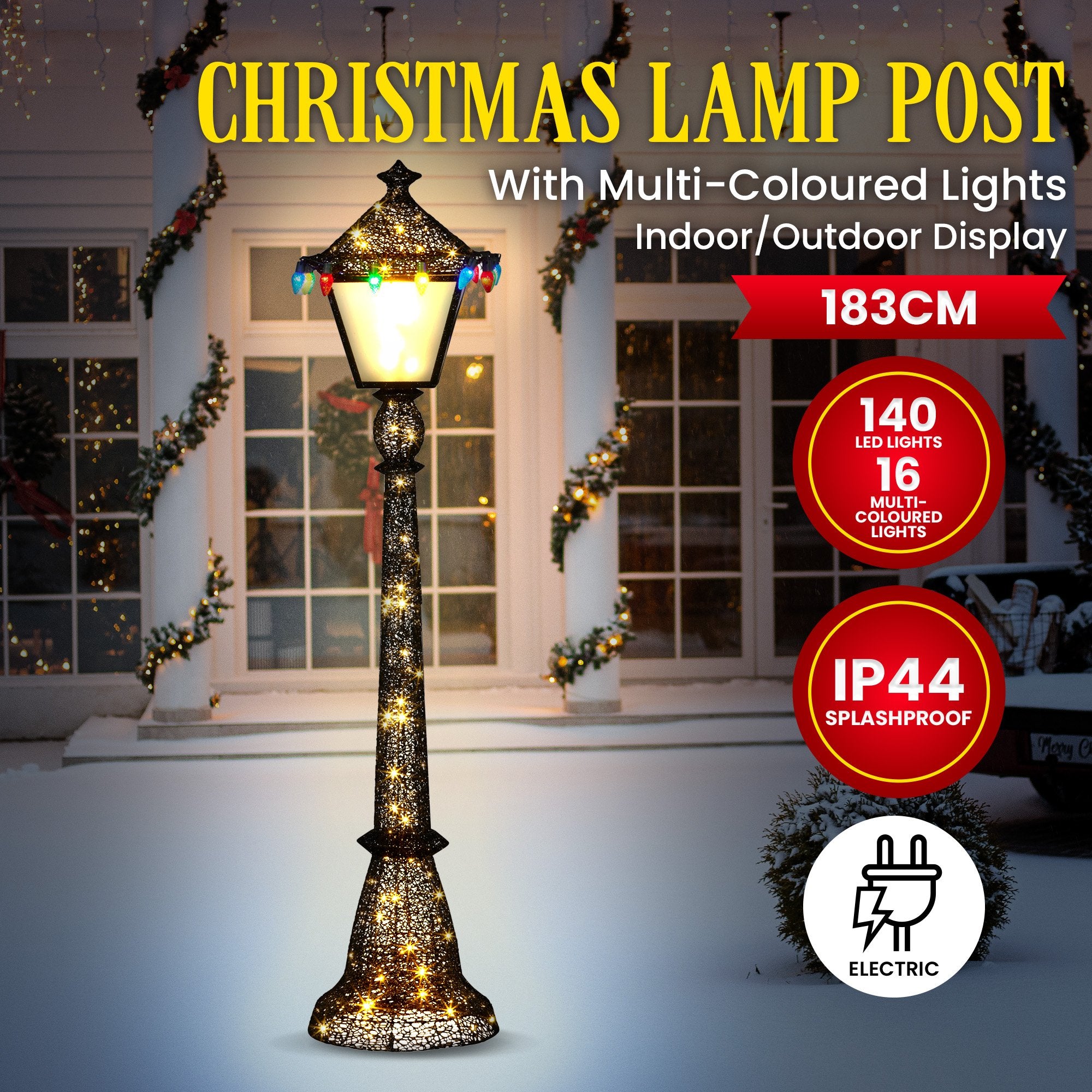 Elegant Christmas Lamp Post with Lights