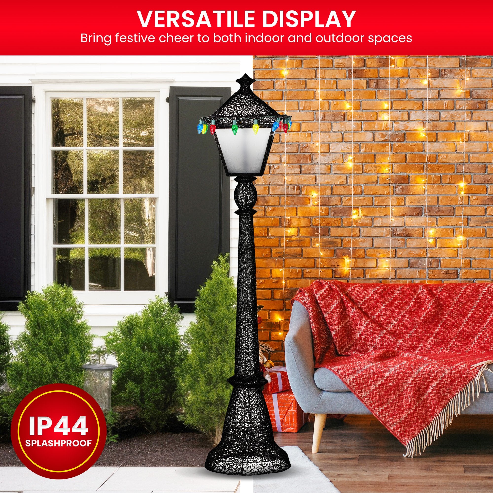 Elegant Christmas Lamp Post with Lights