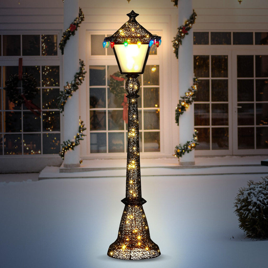 Elegant Christmas Lamp Post with Lights