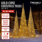 Christabelle Gold Cone Christmas Tree Set