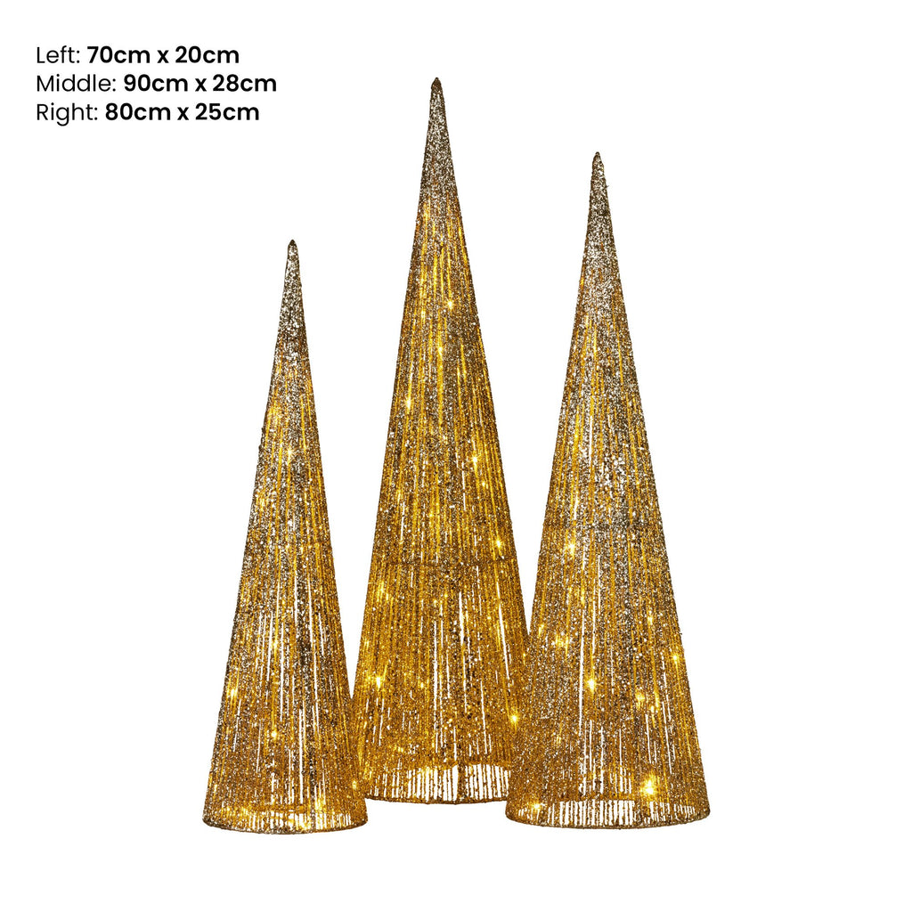 Christabelle Gold Cone Christmas Tree Set