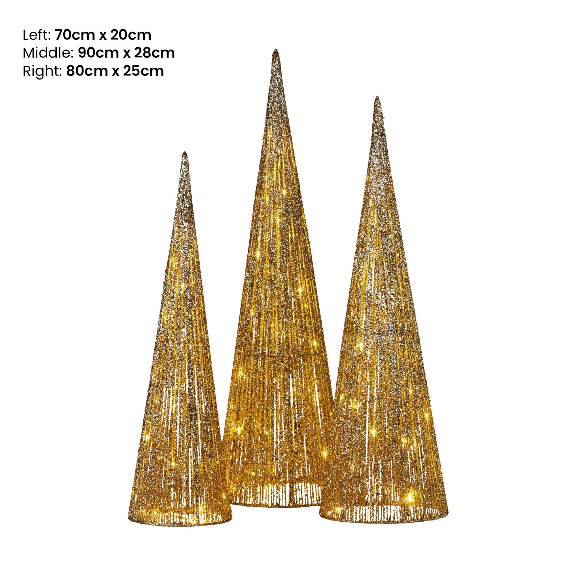 Christabelle Gold Cone Christmas Tree Set