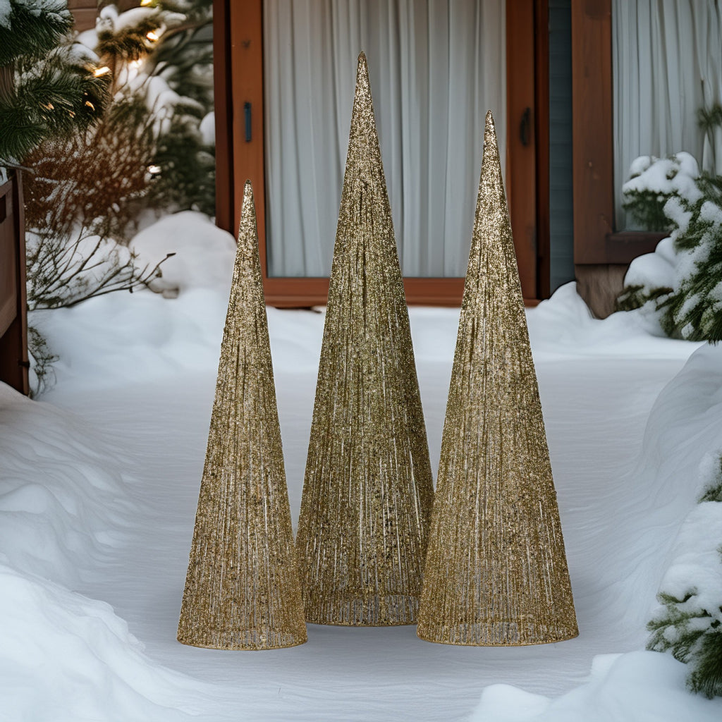 Christabelle Gold Cone Christmas Tree Set