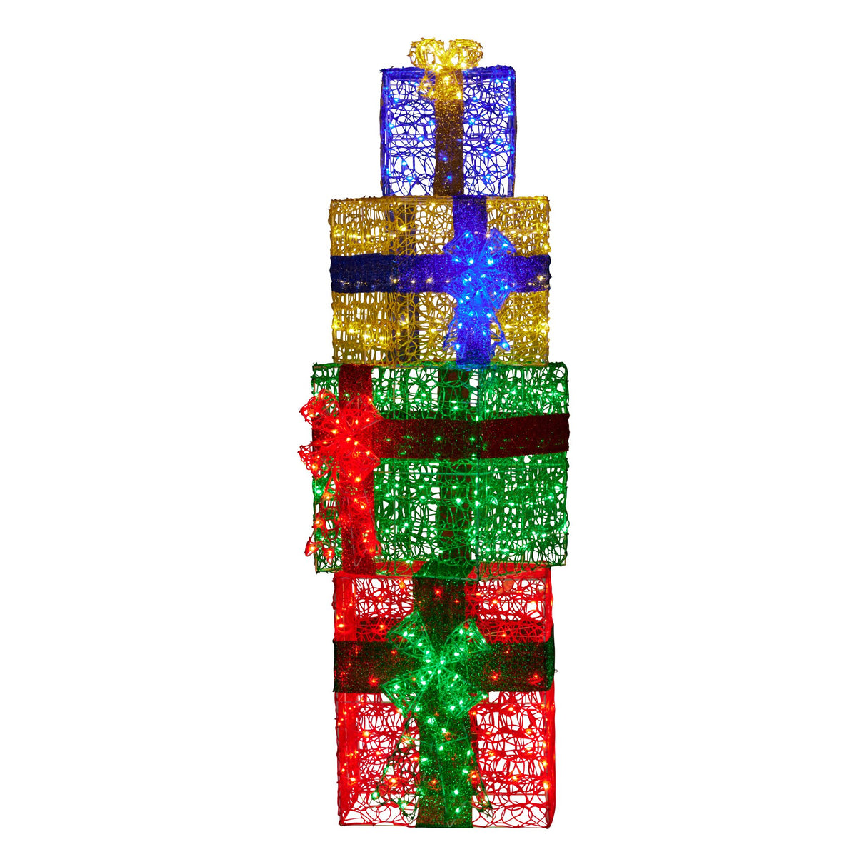Illuminated 4-Piece Christmas Gift Stack Display