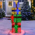 Illuminated 4-Piece Christmas Gift Stack Display