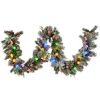 Snowy Crown Pine Pre-Lit Christmas Garland