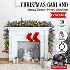 Snowy Crown Pine Pre-Lit Christmas Garland