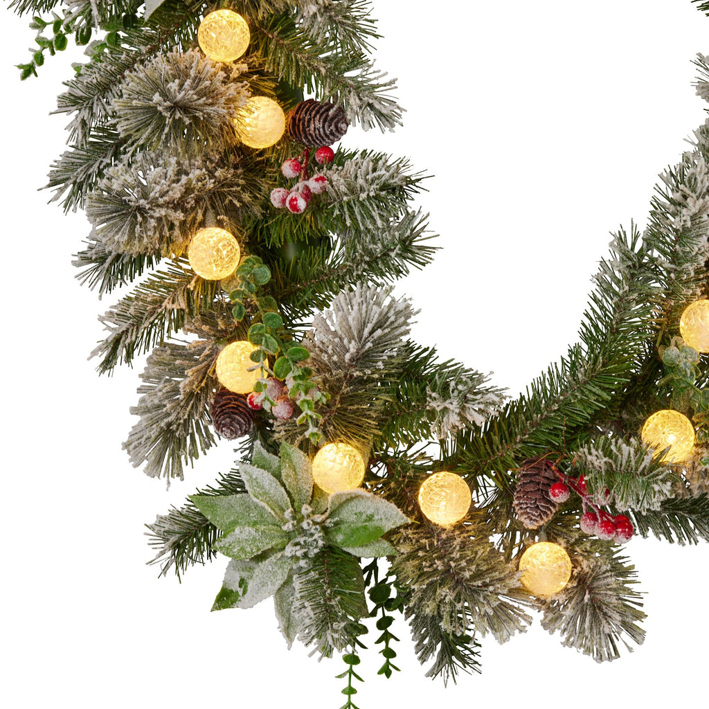Snowy Crown Pine Pre-Lit Christmas Garland