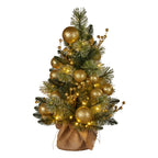 Battery-Operated Gold Christmas Tree with LED Lights
