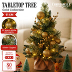 Battery-Operated Gold Christmas Tree with LED Lights