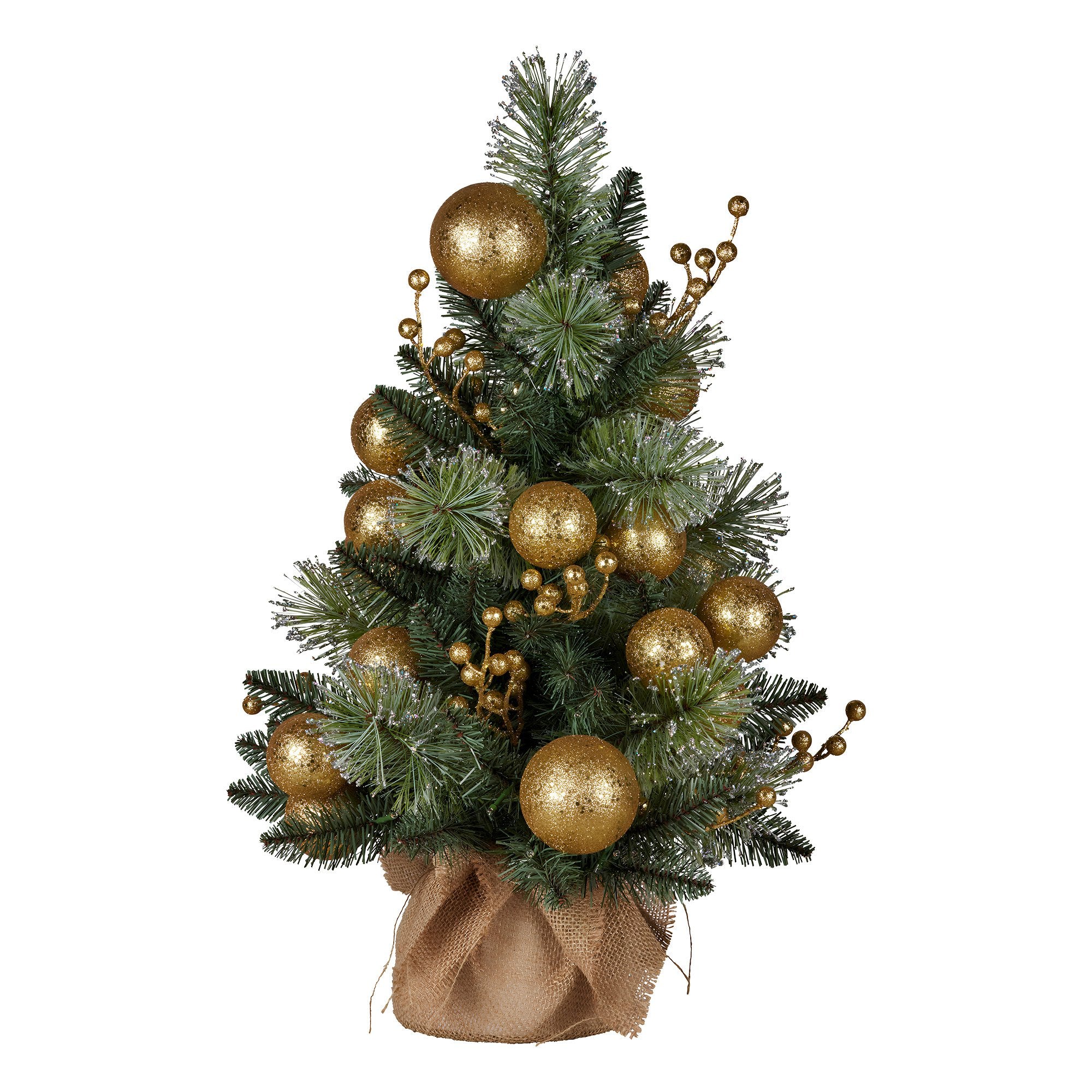Battery-Operated Gold Christmas Tree with LED Lights