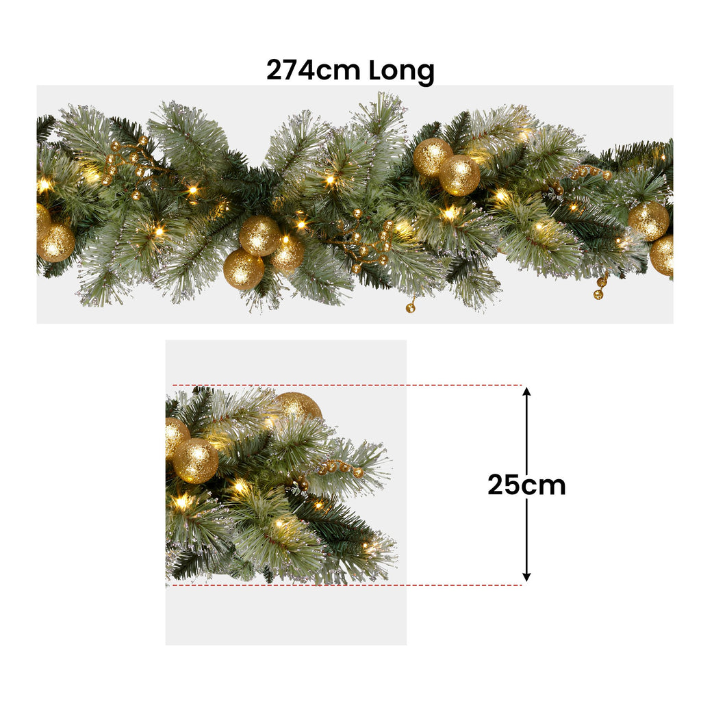 Christabelle 2.7m Gold Bauble LED Garland