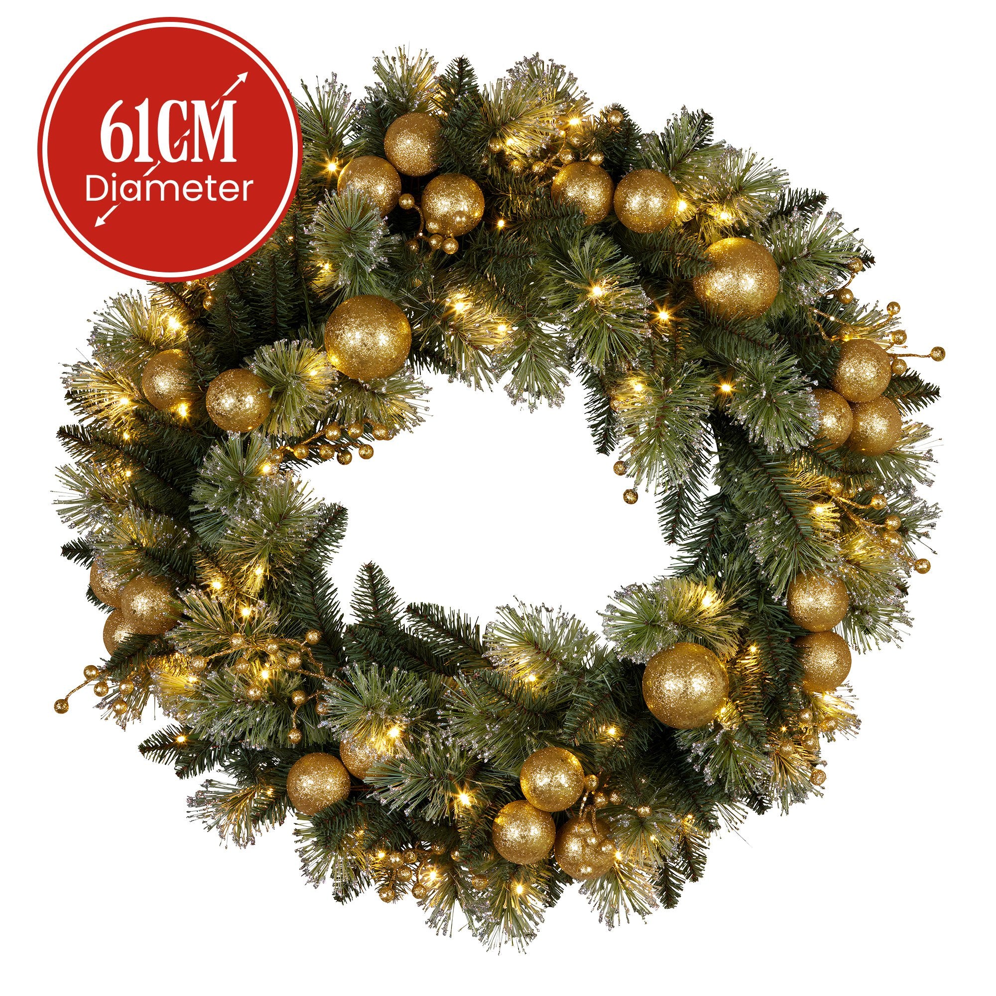 Christabelle Glittery LED Christmas Wreath 61cm