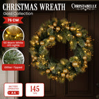 Christabelle LED Christmas Wreath with Golden Baubles