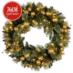 Christabelle LED Christmas Wreath with Golden Baubles