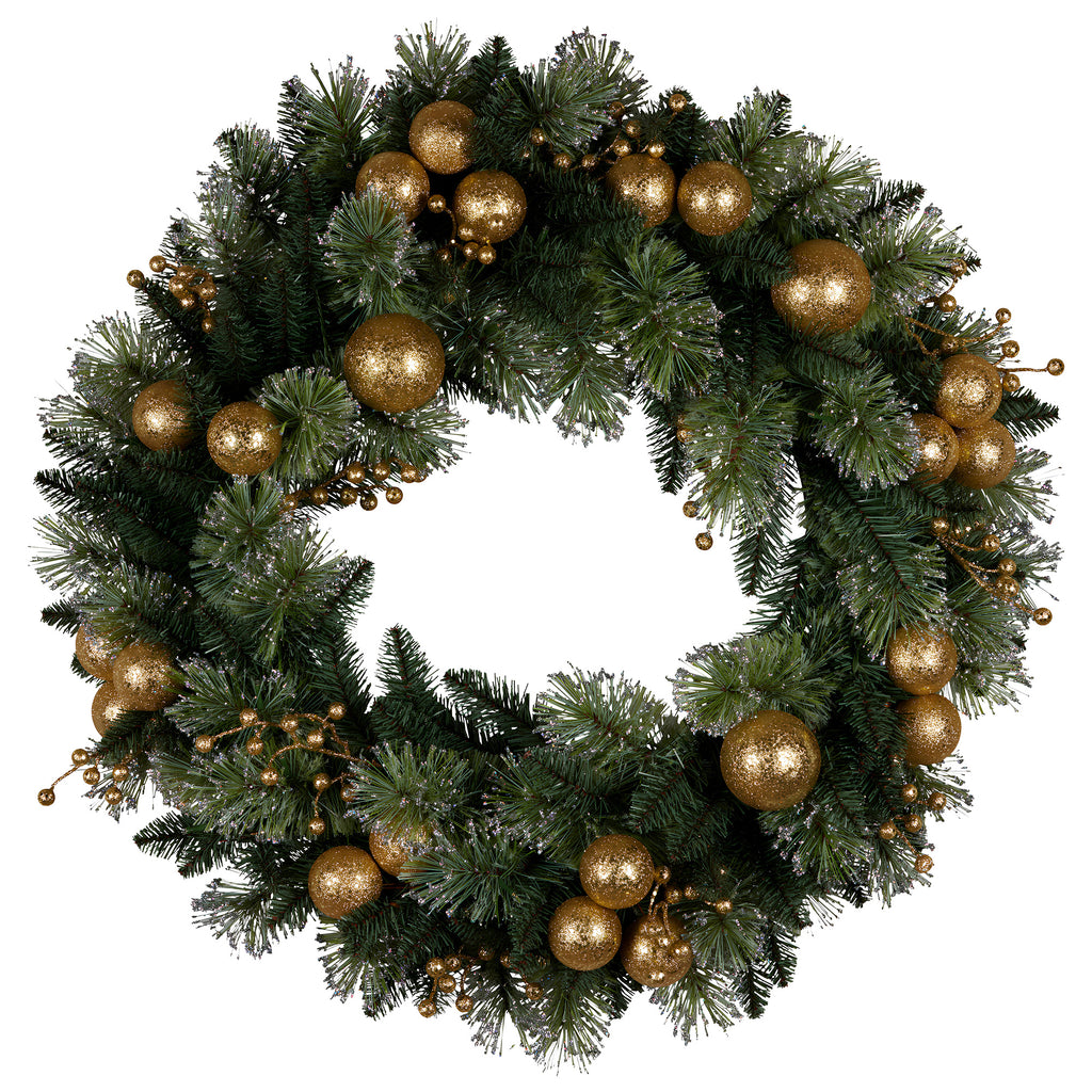 Christabelle LED Christmas Wreath with Golden Baubles