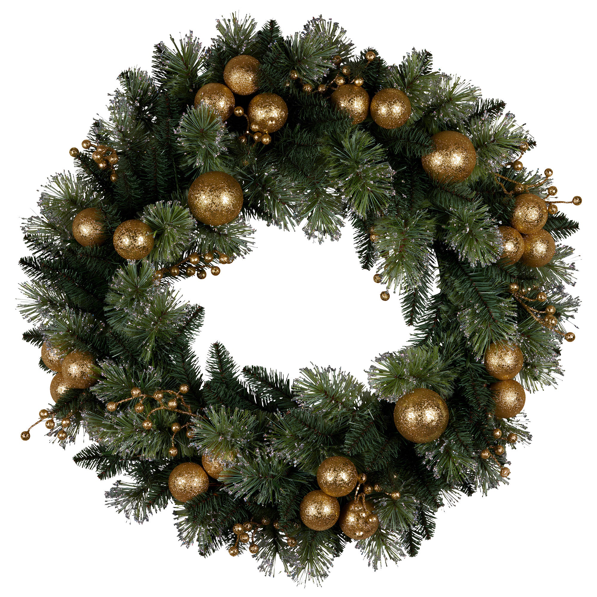 Christabelle LED Christmas Wreath with Golden Baubles