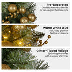 Christabelle LED Christmas Wreath with Golden Baubles