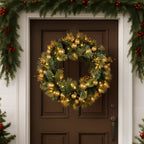 Christabelle LED Christmas Wreath with Golden Baubles