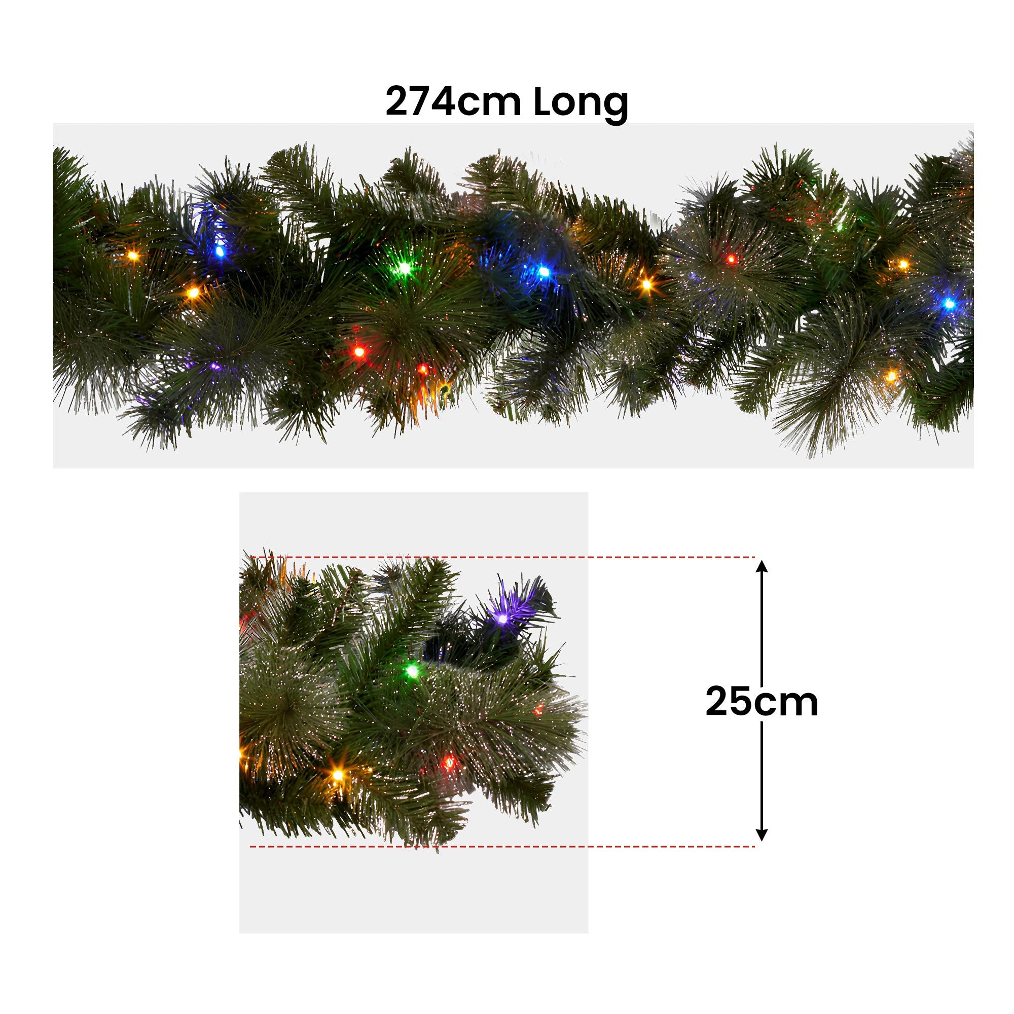 Glittery Gold LED Christmas Garland 2.7m