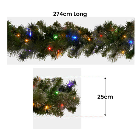 Glittery Gold LED Christmas Garland 2.7m