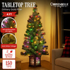 Glittery Gold Pine 4ft Christmas Tree with LED Lights