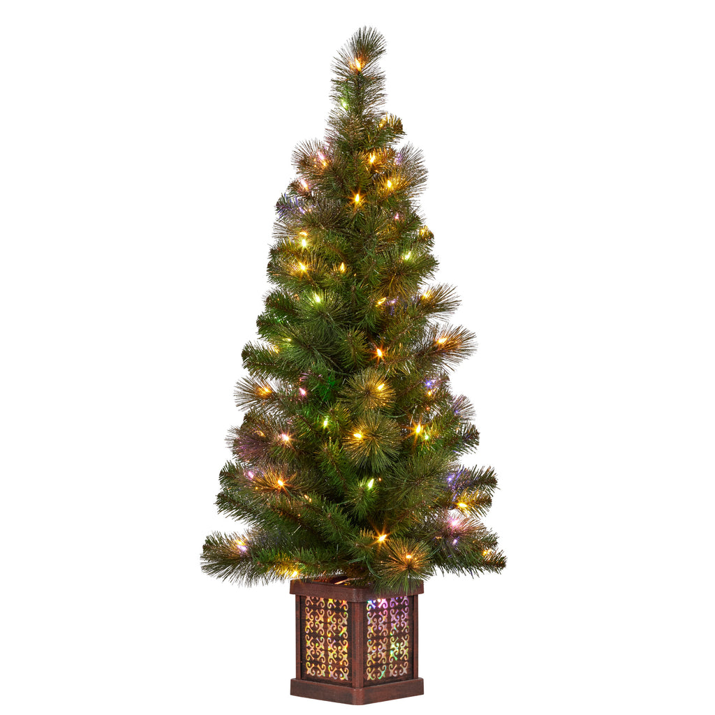 Glittery Gold Pine 4ft Christmas Tree with LED Lights